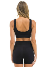 Retro WIDE RIB WOMENS SCOOP BACK SPORTS BRA - BLACK