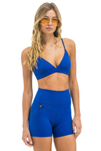 Retro WIDE RIB TRIANGLE ADJUSTABLE SPORTS BRA - ROYAL