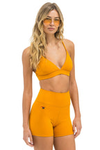 Retro WIDE RIB TRIANGLE ADJUSTABLE SPORTS BRA - GOLD