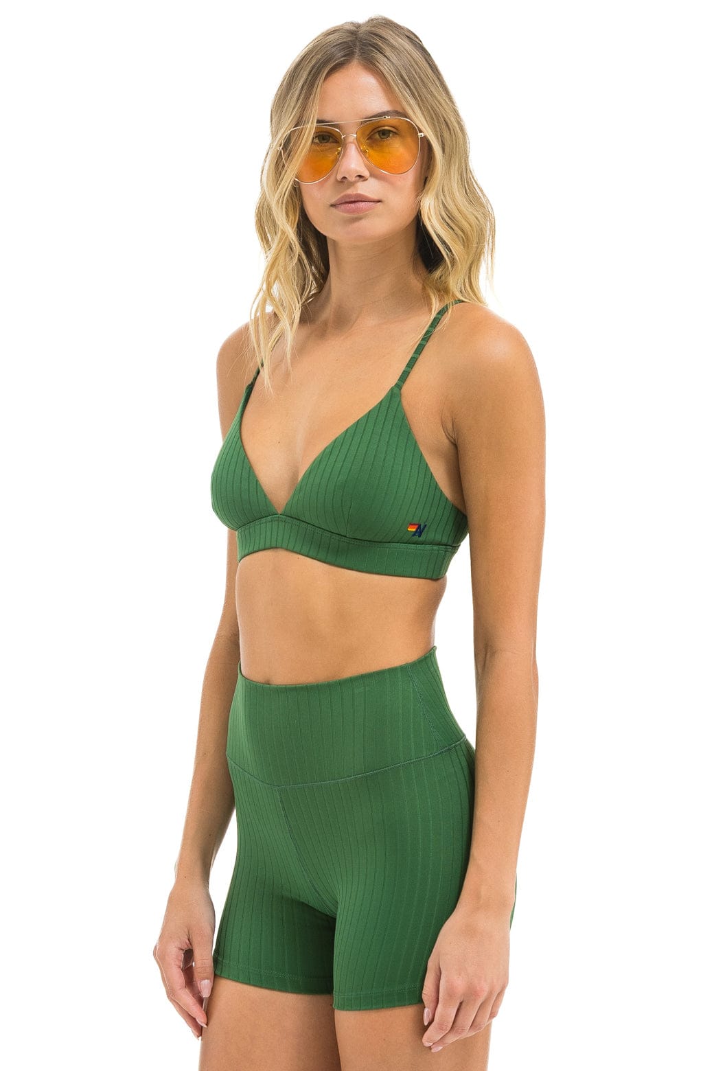 Retro WIDE RIB 4IN HI-RISE BIKER SHORT - PALM