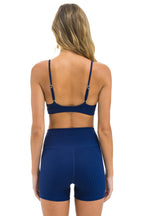 Retro WIDE RIB TRIANGLE ADJUSTABLE SPORTS BRA - NAVY