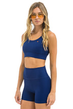 Retro WIDE RIB WOMENS SCOOP BACK SPORTS BRA - NAVY