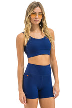 Retro WIDE RIB WOMENS SCOOP BACK SPORTS BRA - NAVY