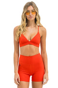 Retro WIDE RIB TRIANGLE ADJUSTABLE SPORTS BRA - BRIGHT RED