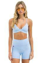 Retro WIDE RIB TRIANGLE ADJUSTABLE SPORTS BRA - SKY