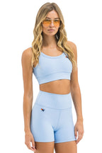 Retro WIDE RIB WOMENS SCOOP BACK SPORTS BRA - SKY