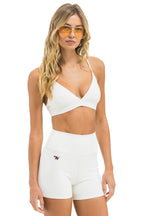 Retro WIDE RIB 4IN HI-RISE BIKER SHORT - VINTAGE WHITE