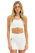 Retro WIDE RIB WOMENS SCOOP BACK SPORTS BRA - VINTAGE WHITE