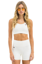 Retro WIDE RIB WOMENS SCOOP BACK SPORTS BRA - VINTAGE WHITE