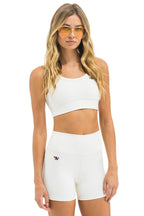 Retro WIDE RIB WOMENS SCOOP BACK SPORTS BRA - VINTAGE WHITE