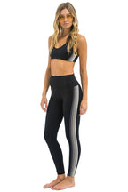 Retro FULL LENGTH HI-RISE 5 STRIPE LEGGINGS - BLACK SMOKE