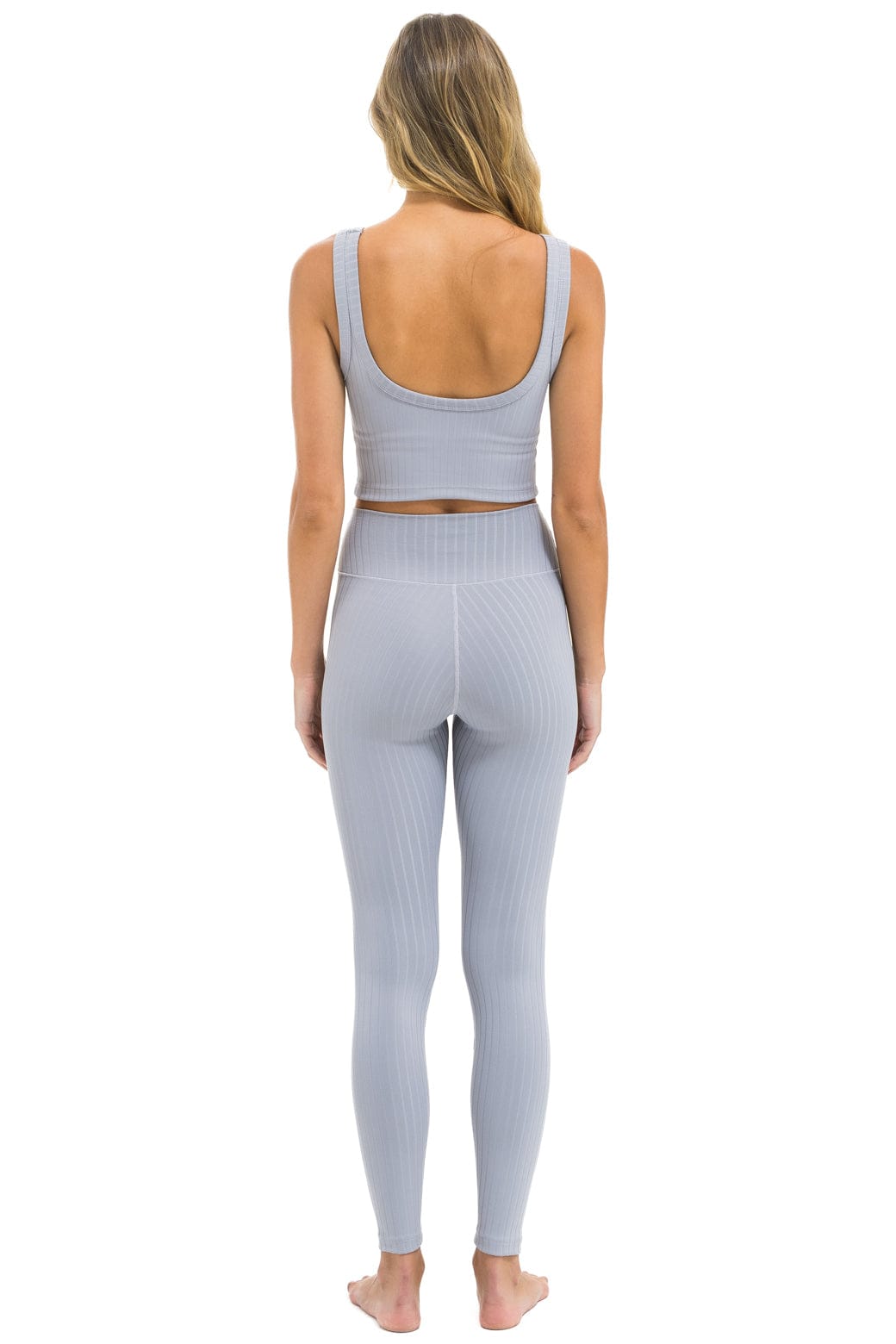 Retro WIDE RIB FULL LENGTH HI-RISE LEGGINGS - LIGHT GREY