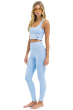 Retro WIDE RIB FULL LENGTH HI-RISE LEGGINGS - SKY