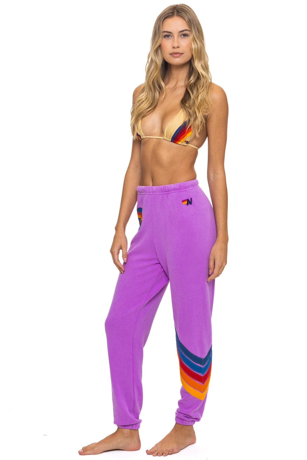 Retro ALL SEASONS CIRCLE CHEVRON SWEATPANTS - NEON PURPLE