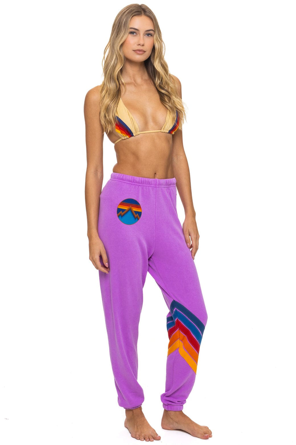 Retro ALL SEASONS CIRCLE CHEVRON SWEATPANTS - NEON PURPLE