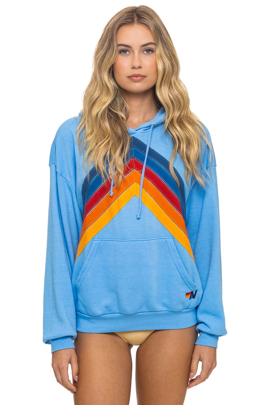 Retro MOUNTAIN STITCH CHEVRON PULLOVER HOODIE RELAXED - SKY