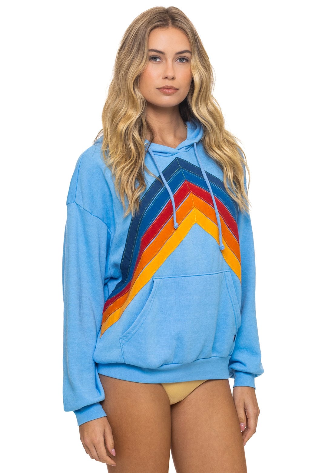 Retro MOUNTAIN STITCH CHEVRON PULLOVER HOODIE RELAXED - SKY