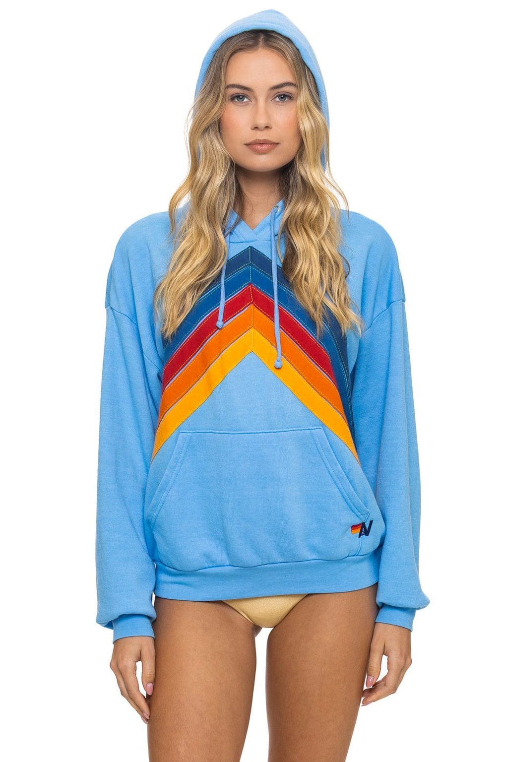 Retro MOUNTAIN STITCH CHEVRON PULLOVER HOODIE RELAXED - SKY