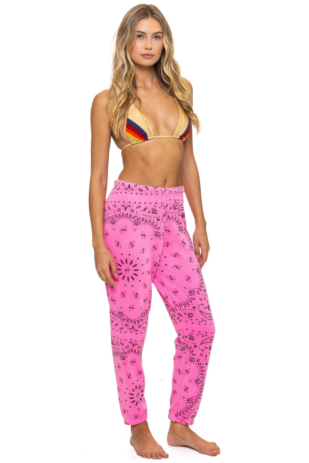 Retro BANDANA SWEATPANTS - NEON PINK