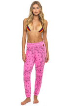 Retro BANDANA SWEATPANTS - NEON PINK
