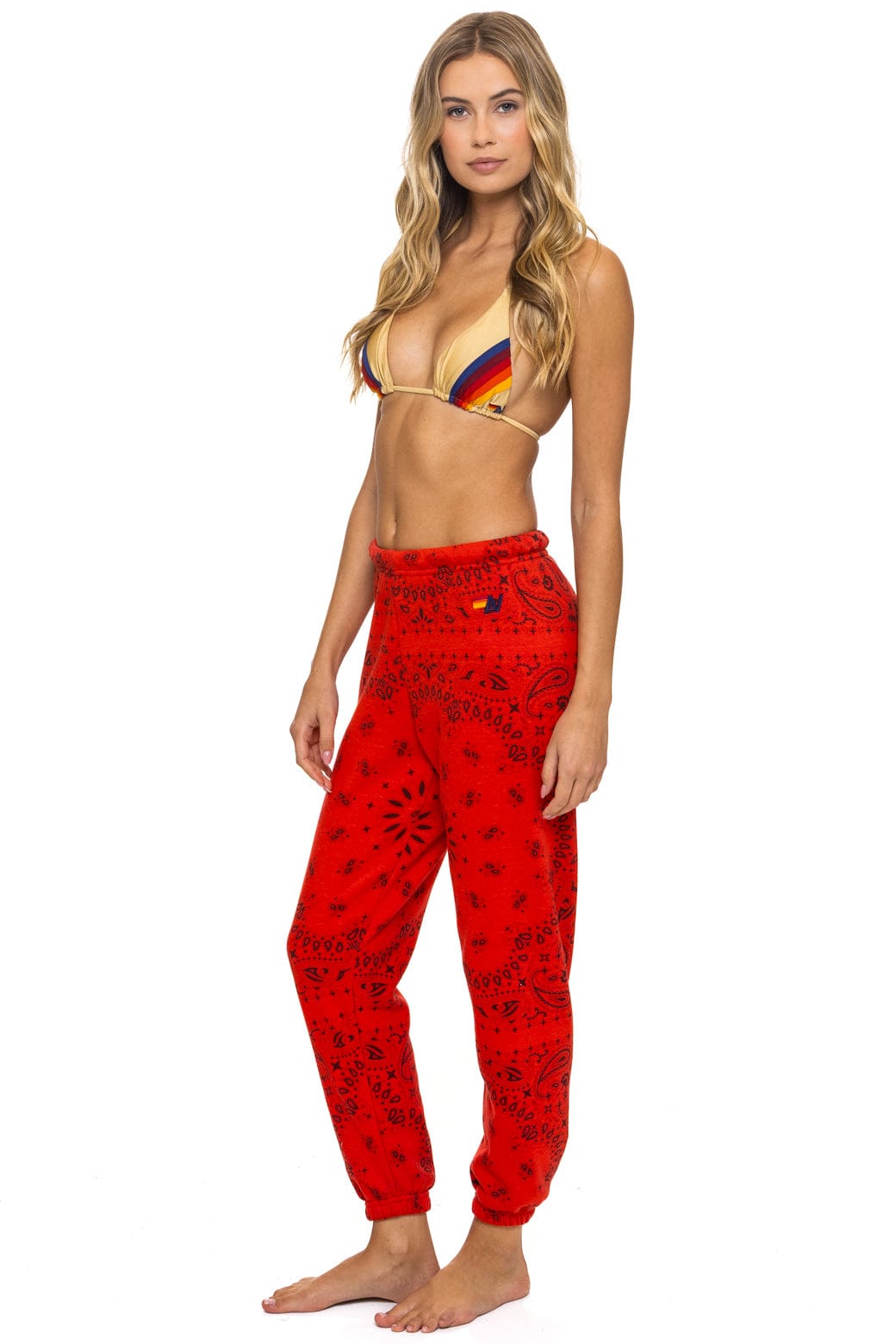 Retro BANDANA SWEATPANTS - RED