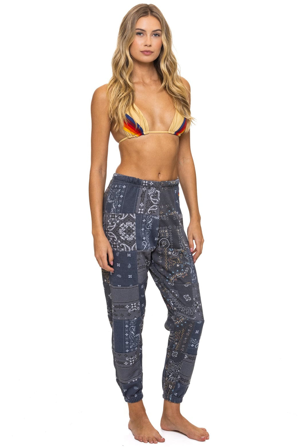 Retro BANDANA QUILTED SWEATPANTS - CHARCOAL