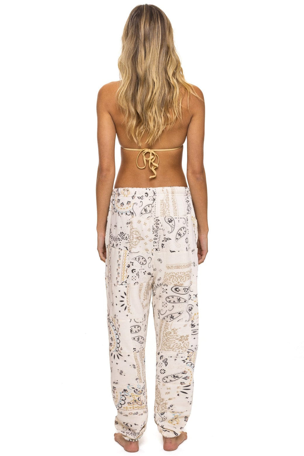 Retro BANDANA QUILTED SWEATPANTS - VINTAGE WHITE