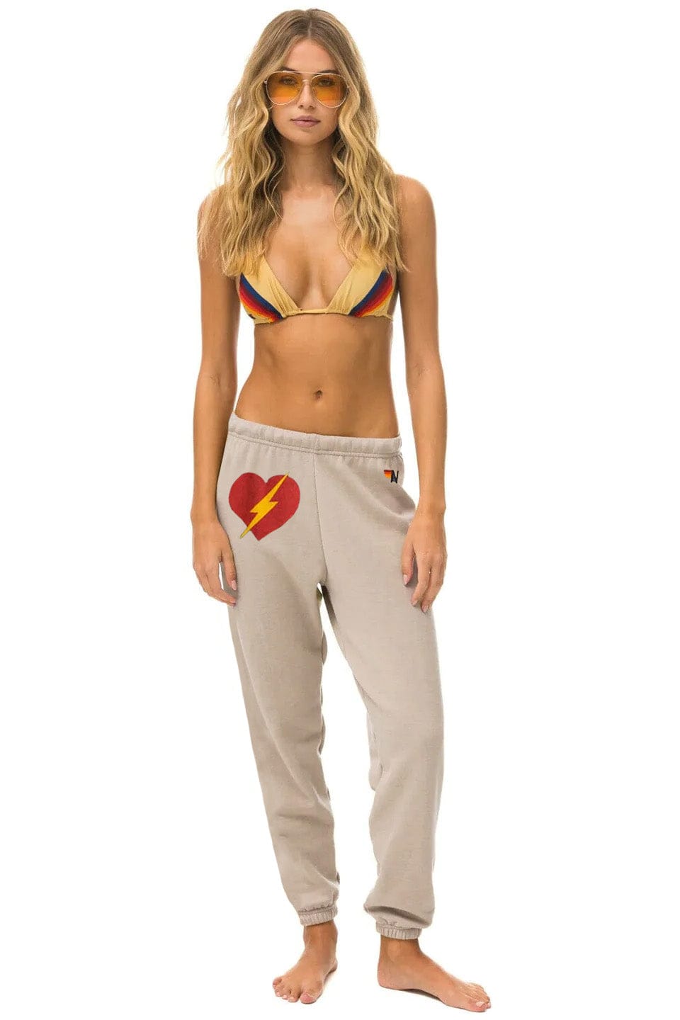 Retro BOLT HEART SWEATPANTS - SAND