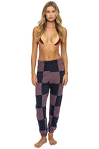Retro CHECK QUILTED SWEATPANTS - CHARCOAL MOCHA