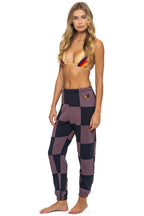 Retro CHECK QUILTED SWEATPANTS - CHARCOAL MOCHA