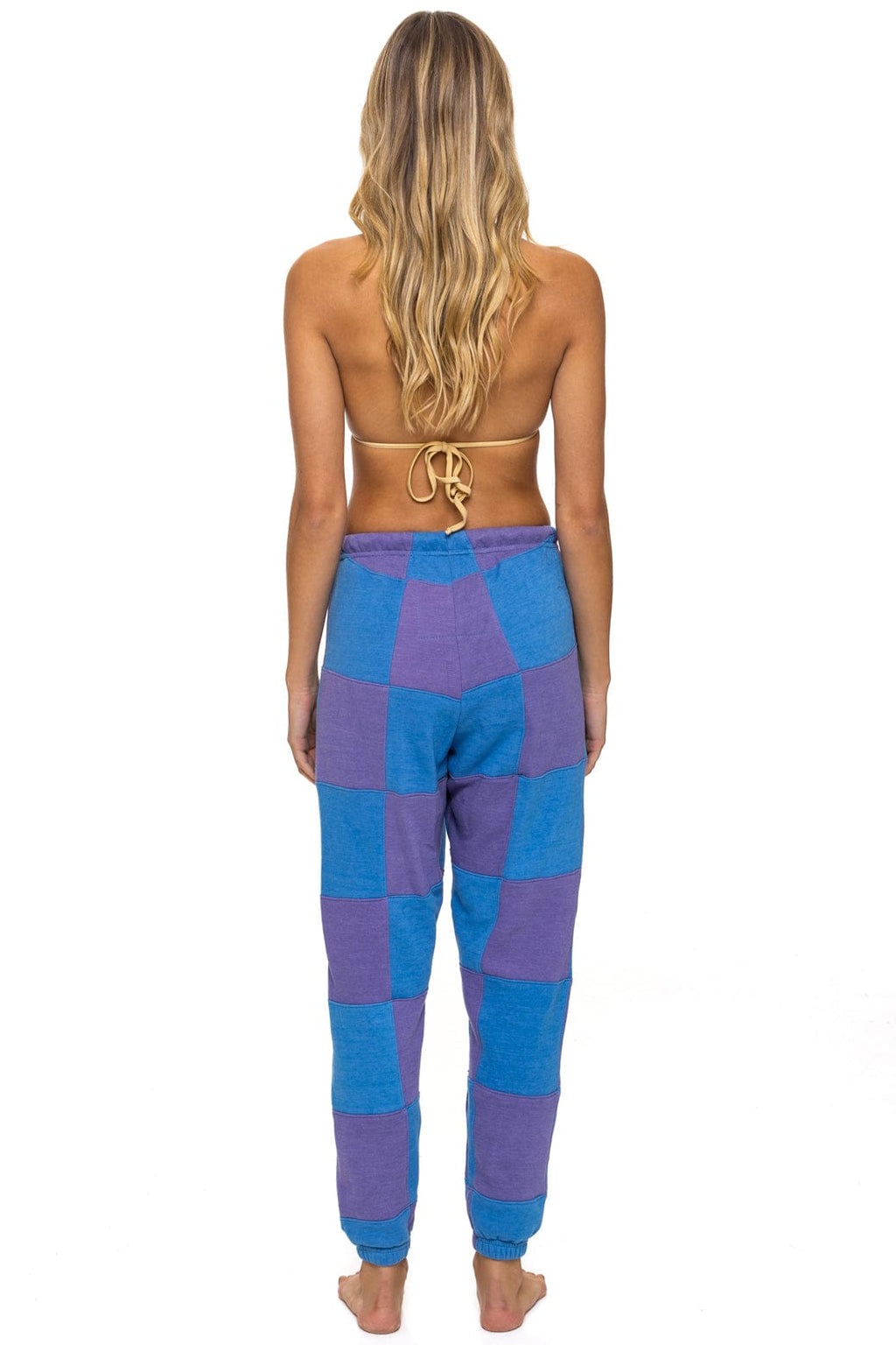 Retro CHECK QUILTED SWEATPANTS - LAVENDER OCEAN