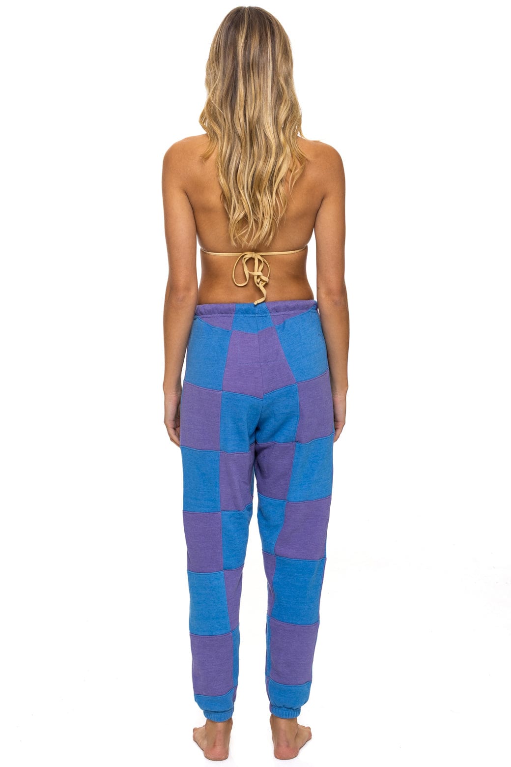 Retro CHECK QUILTED SWEATPANTS - LAVENDER OCEAN