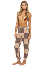 Retro CHECK QUILTED SWEATPANTS - SAND TAUPE