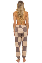 Retro CHECK QUILTED SWEATPANTS - SAND TAUPE
