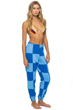 Retro CHECK QUILTED SWEATPANTS - SKY ADVENTURE BLUE