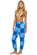 Retro CHECK QUILTED SWEATPANTS - SKY ADVENTURE BLUE
