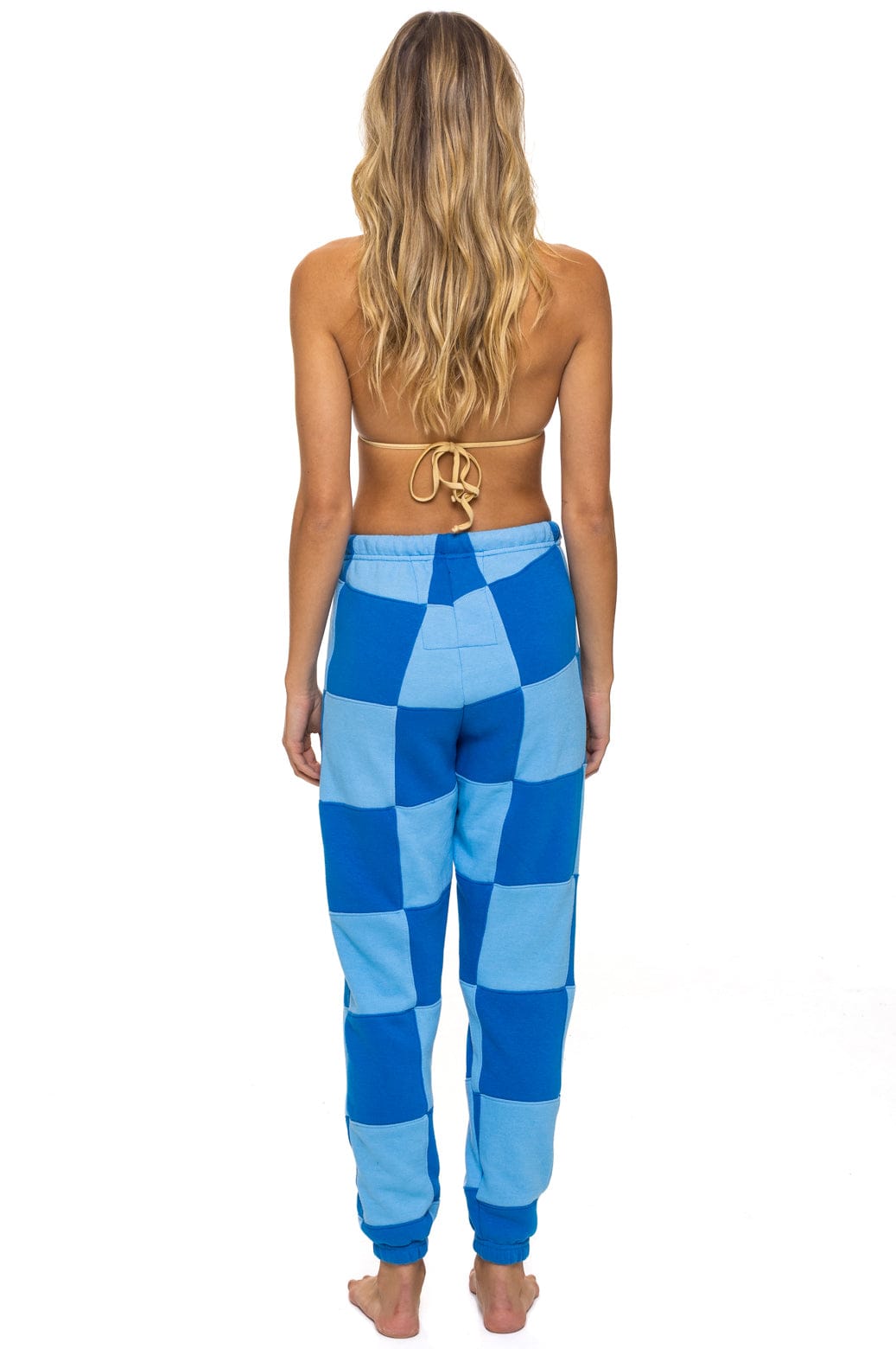 Retro CHECK QUILTED SWEATPANTS - SKY ADVENTURE BLUE