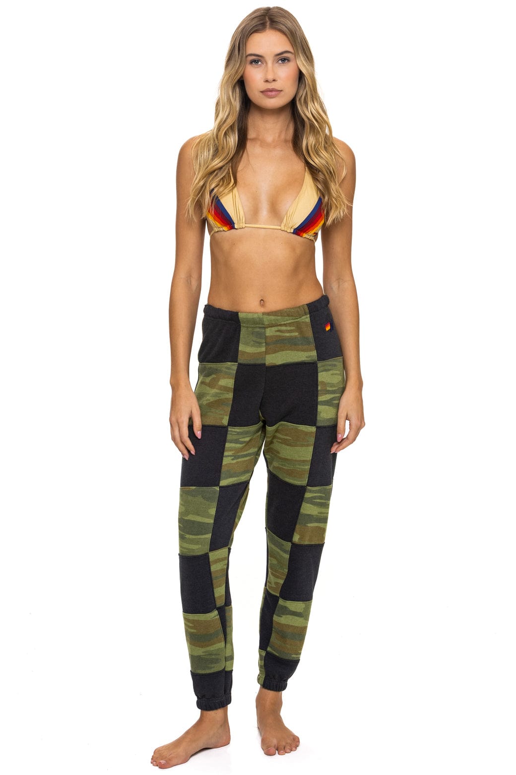 Retro CHECK QUILTED SWEATPANTS - SMOKE CAMO