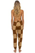 Retro CHECK QUILTED SWEATPANTS - TAN CINNAMON