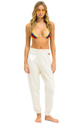 Retro GLITTER HEART SWEATPANTS - VINTAGE WHITE SILVER
