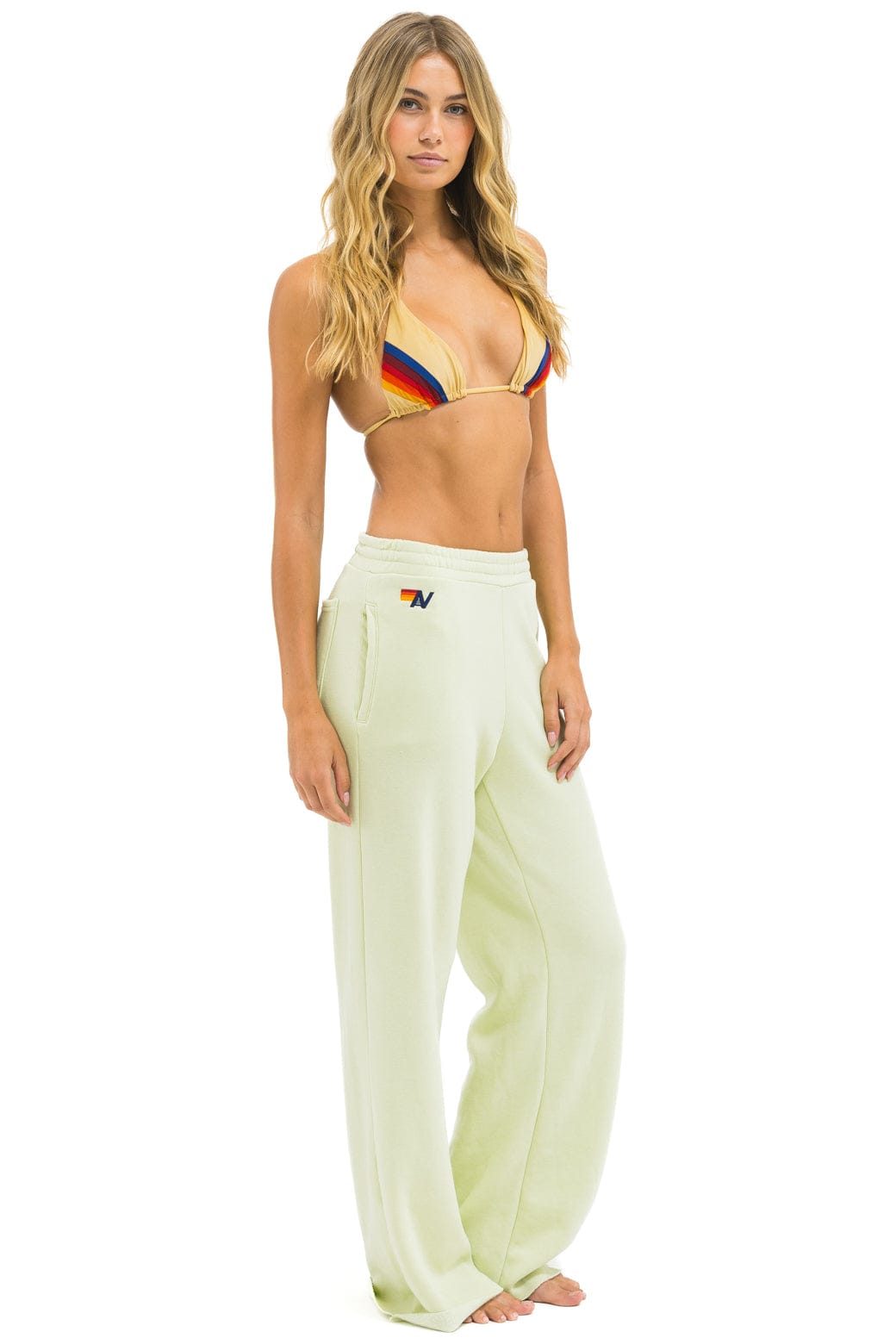 Retro WIDE LEG POCKET SWEATPANTS - LIME CREAM