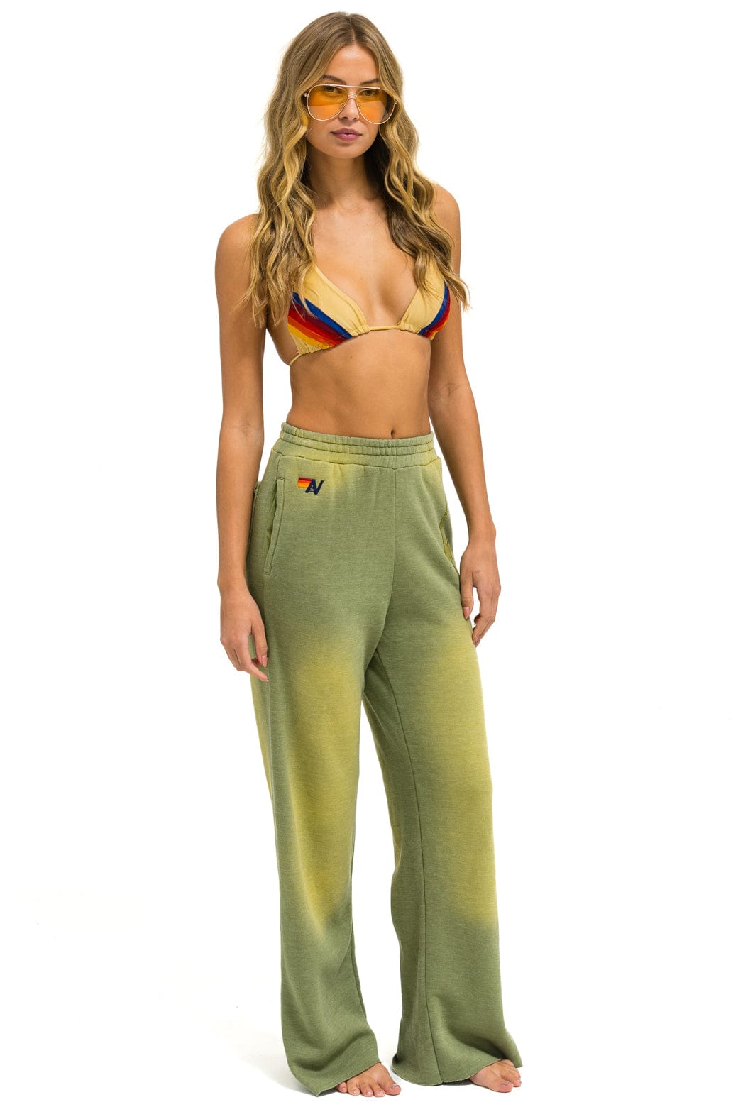 Retro BOLT STITCH WIDE LEG POCKET SWEATPANTS - FADED ARMY