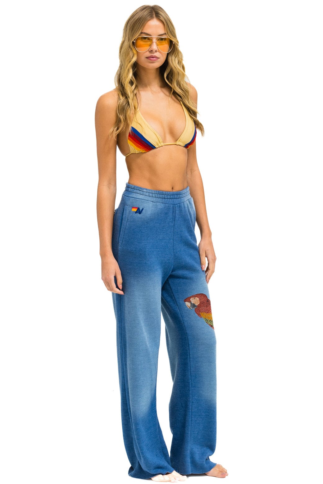 Retro PARROT WIDE LEG POCKET SWEATPANTS - FADED WATER