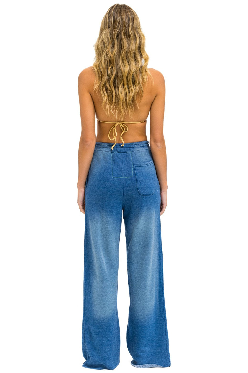 Retro PARROT WIDE LEG POCKET SWEATPANTS - FADED WATER