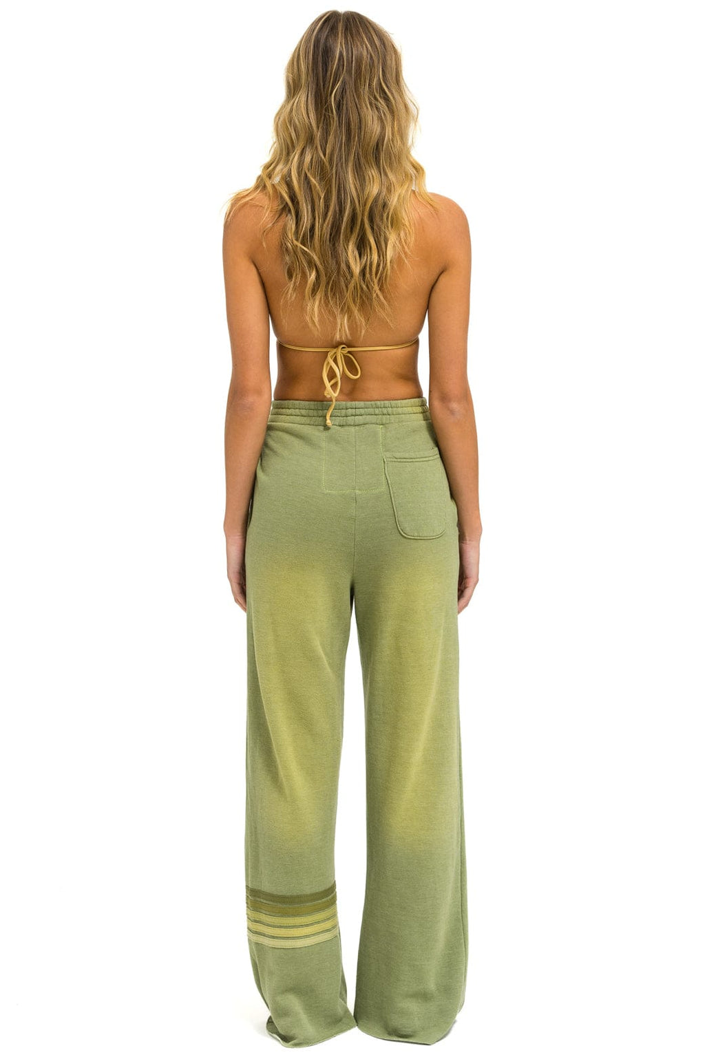 Retro RUGBY STITCH WIDE LEG POCKET SWEATPANTS - FADED ARMY