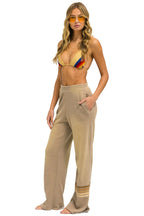 Retro RUGBY STITCH WIDE LEG POCKET SWEATPANTS - FADED TAN