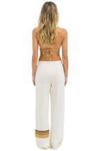 Retro RUGBY STITCH WIDE LEG POCKET SWEATPANTS - VINTAGE WHITE BROWN