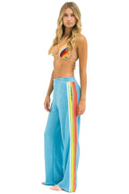 Retro 5 STRIPE WIDE LEG POCKET SWEATPANTS - AQUA WHITE NEON