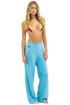 Retro 5 STRIPE WIDE LEG POCKET SWEATPANTS - AQUA WHITE NEON