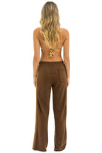 Retro 5 STRIPE WIDE LEG POCKET SWEATPANTS - CHOCOLATE ESPRESSO